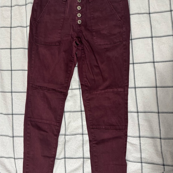 American Eagle Outfitters Maroon Button-Fly Pants - Picture 2 of 4